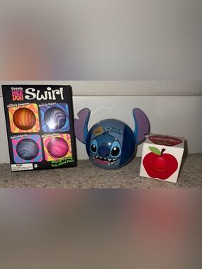 Teenie NeeDoh Swirl Kids Squishy Pack with Blue Stitch Character and Apple ball